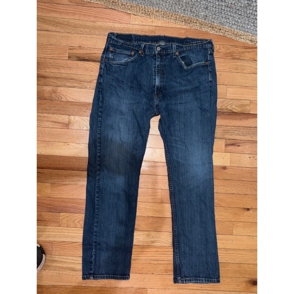 Levis 505 Regular Fit Straight Leg Jeans Mens 38x30 Medium Wash Blue Denim T56-2